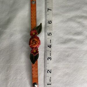 Orange Floral Leather Bracelet